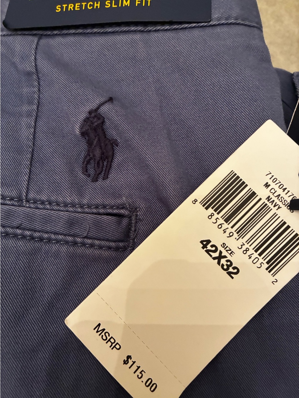 Polo by Ralph Lauren Slim Stretch Chinos in Navy Blue 42 x 32